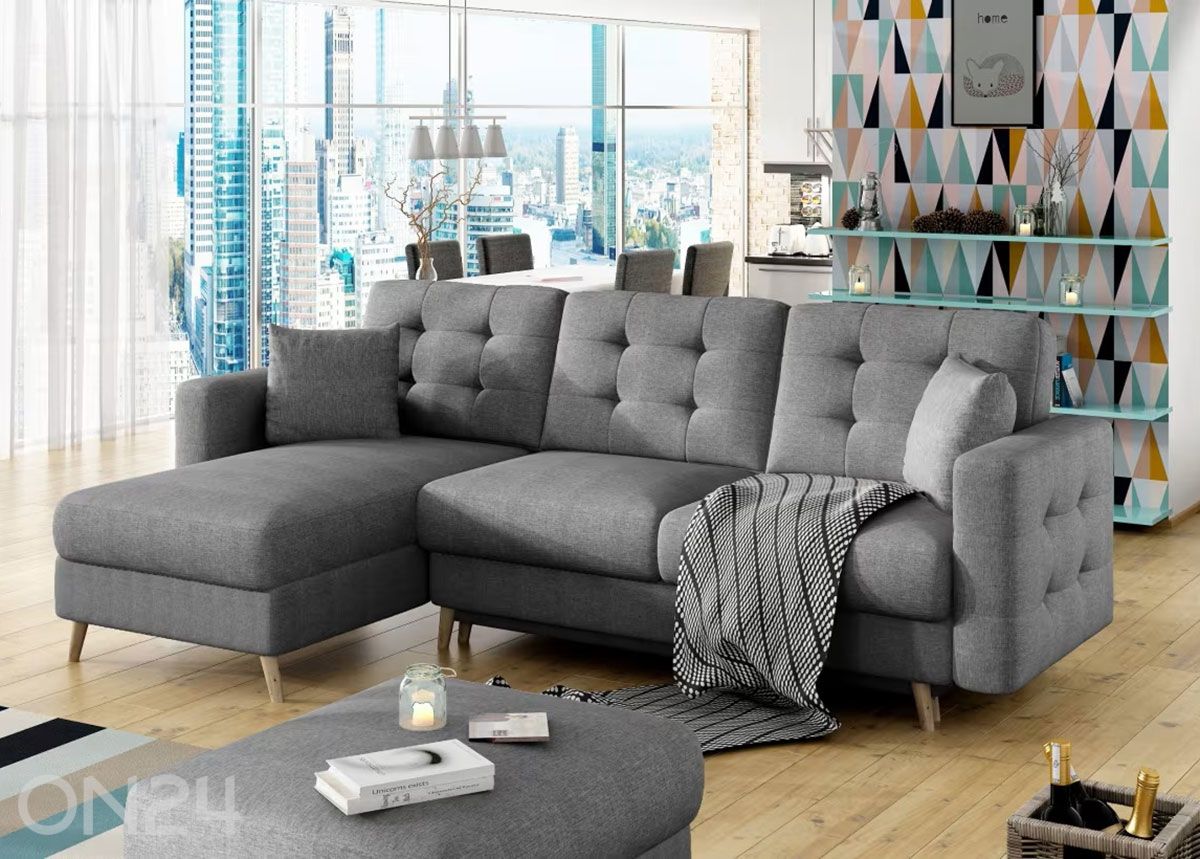 Угловой диван-кровать с ящиком увеличить