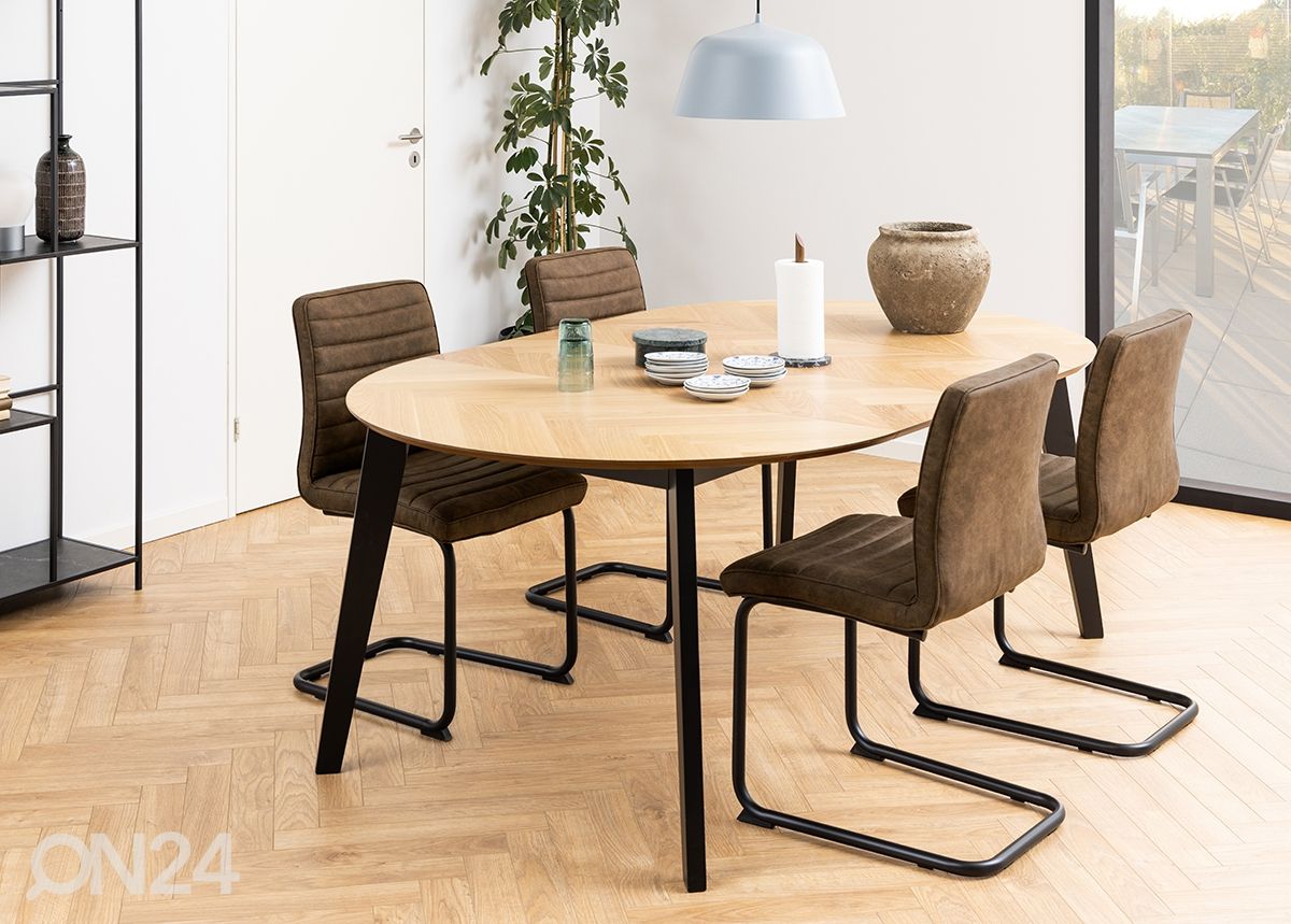 Удлиняющийся обеденный стол Ø120/198 cm увеличить