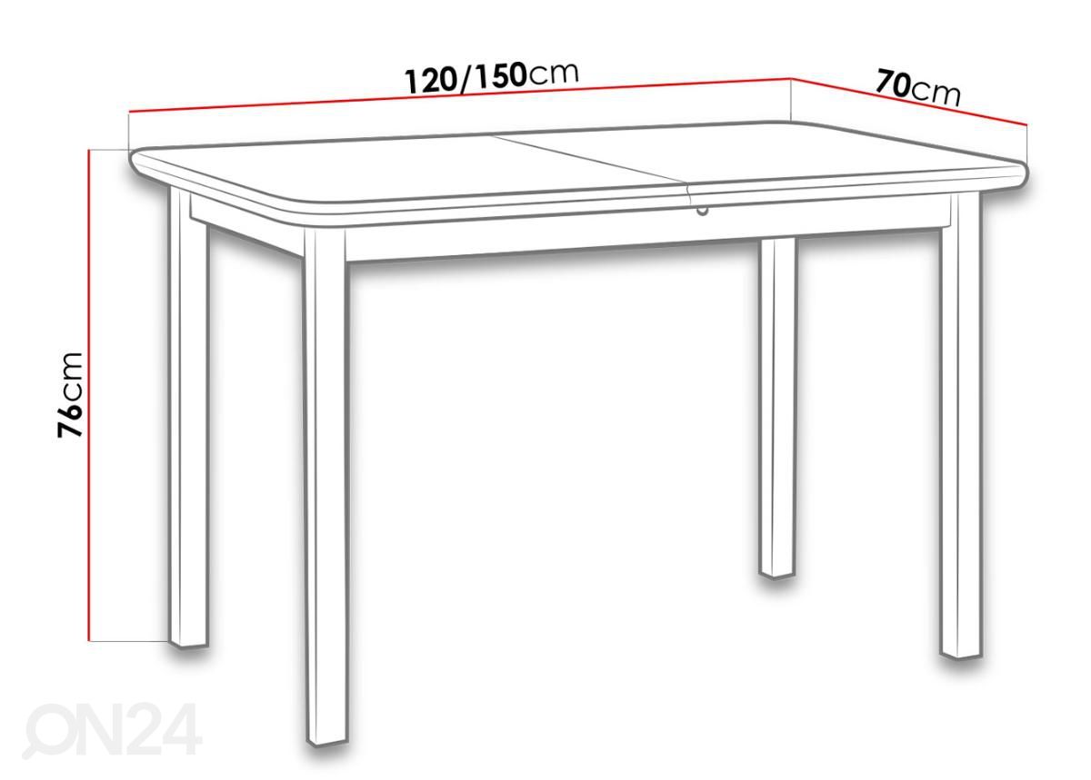 Удлиняющийся обеденный стол 120-150x70 см + 4 стула увеличить