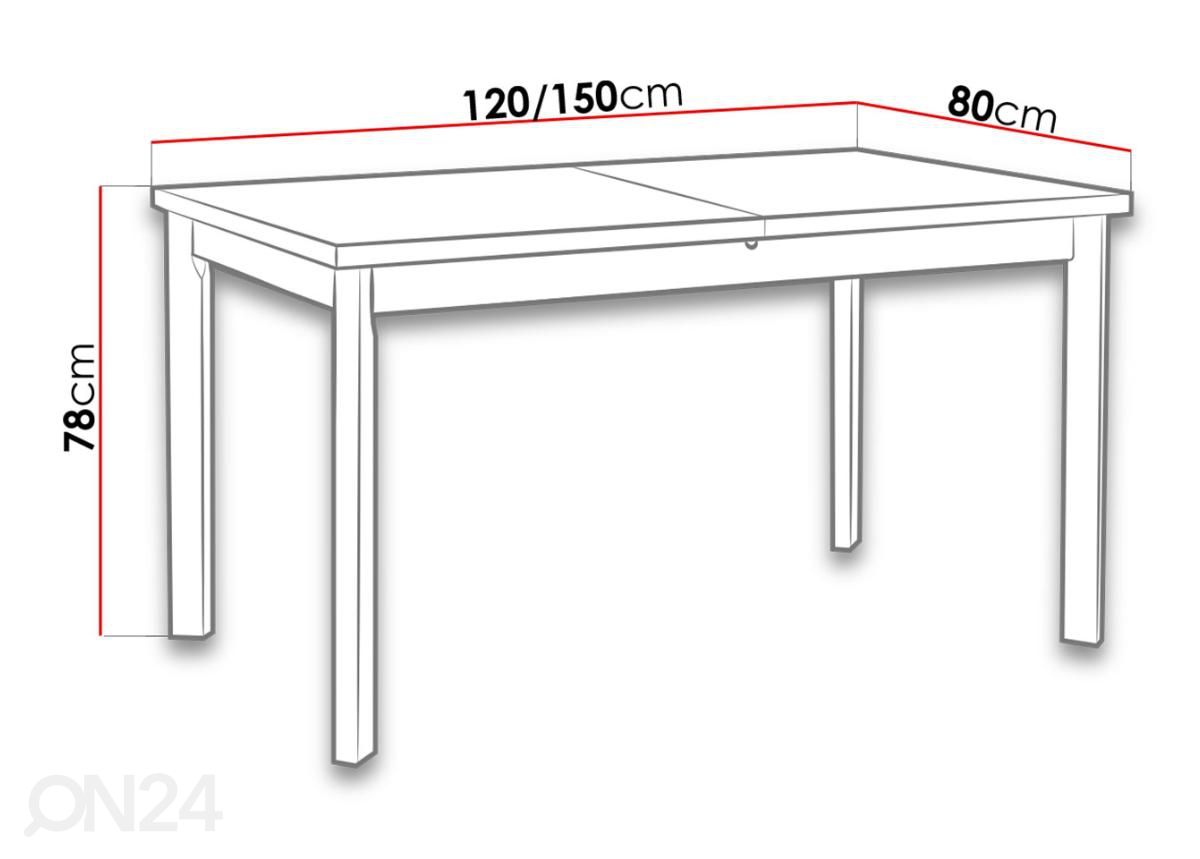Удлиняющийся обеденный стол 120-150x80 см + 4 стула увеличить