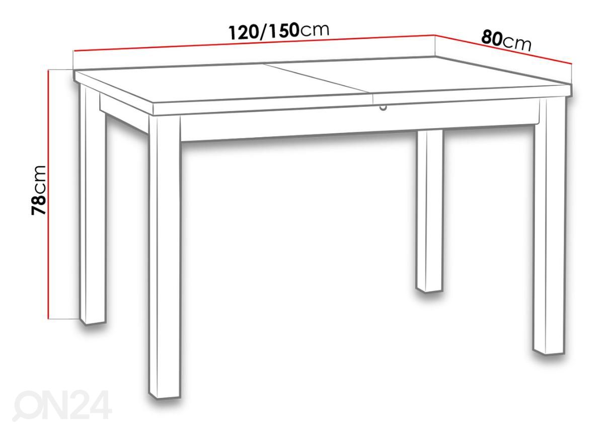 Удлиняющийся обеденный стол 80x120-150 cm + 5 стульев увеличить
