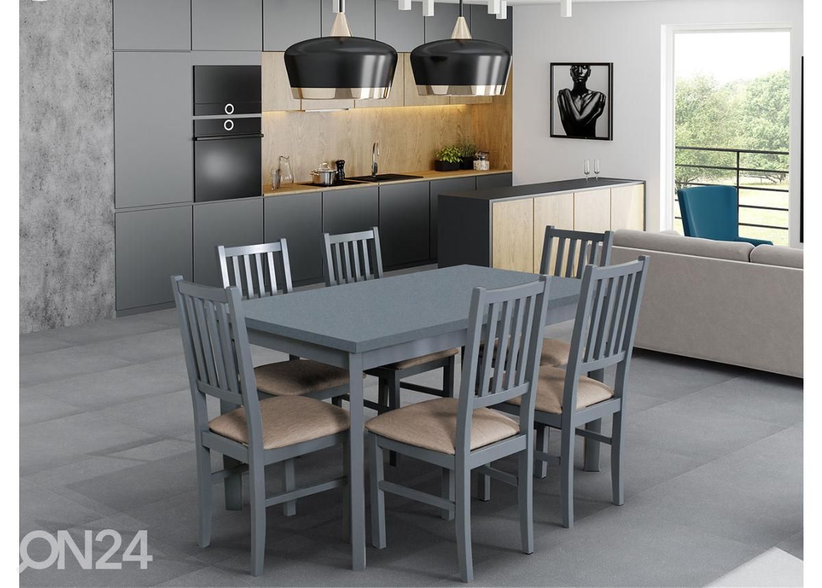 Удлиняющийся обеденный стол 80x120-150 cm + 6 стульев увеличить