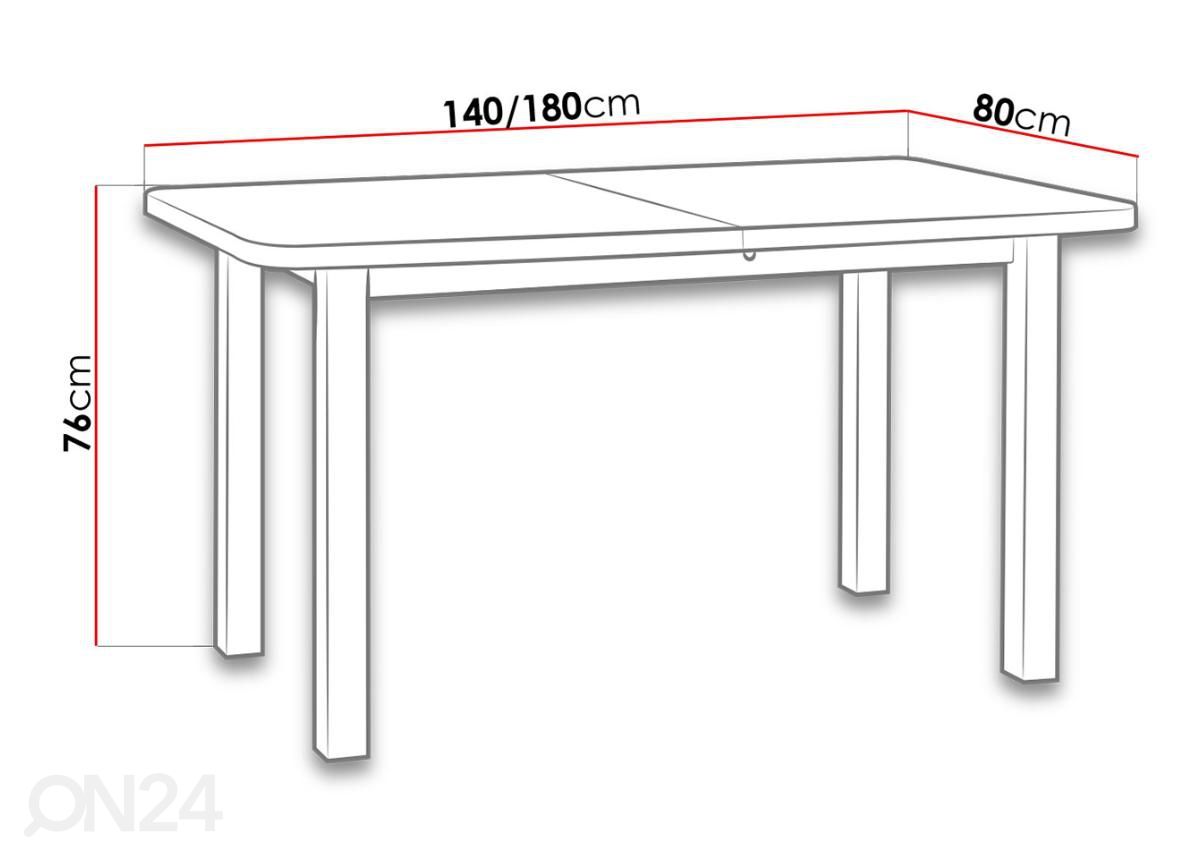 Удлиняющийся обеденный стол 80x140-180 cm + 6 стульев увеличить