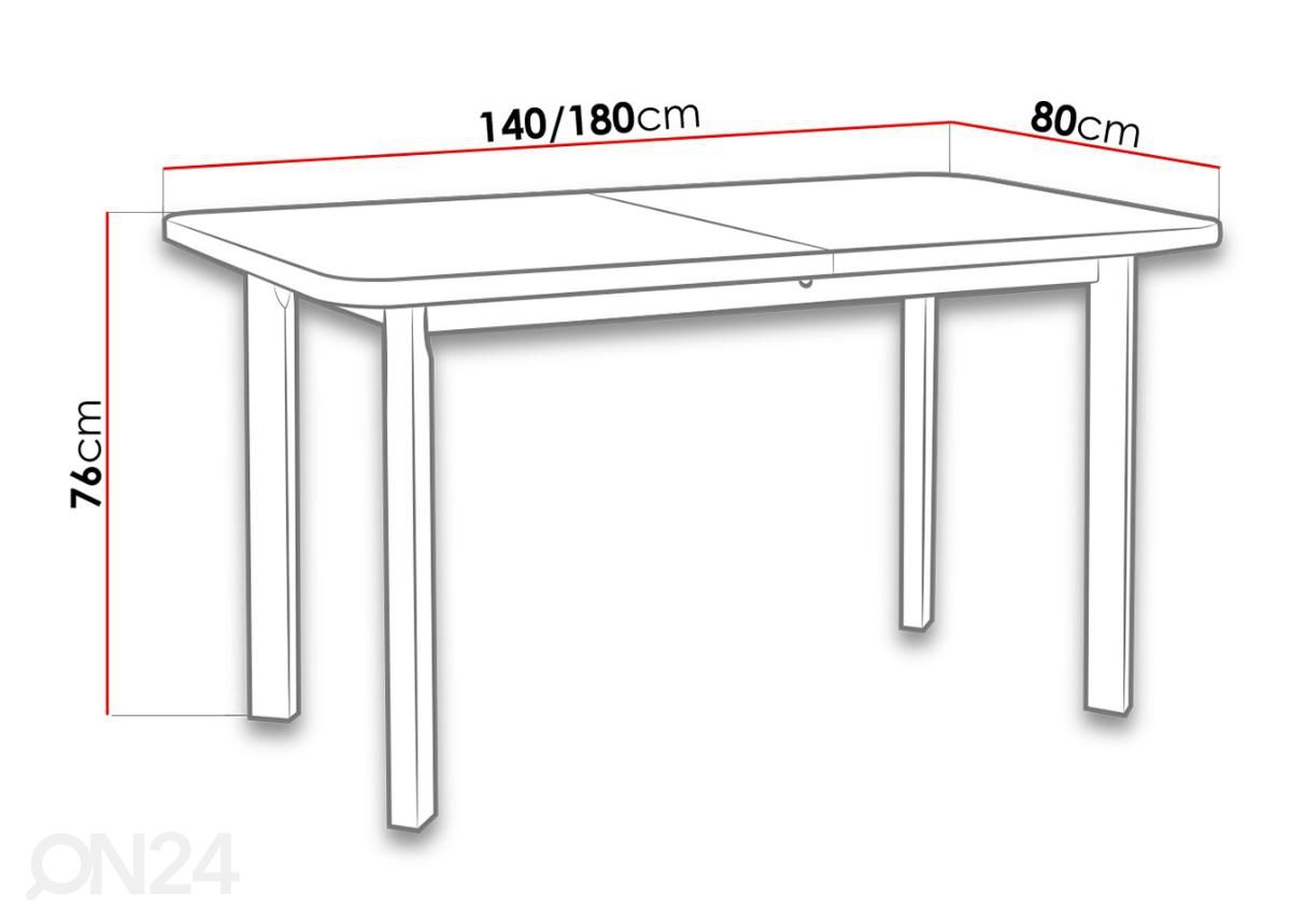 Удлиняющийся обеденный стол 80x140-180 cm+ 6 стульев увеличить