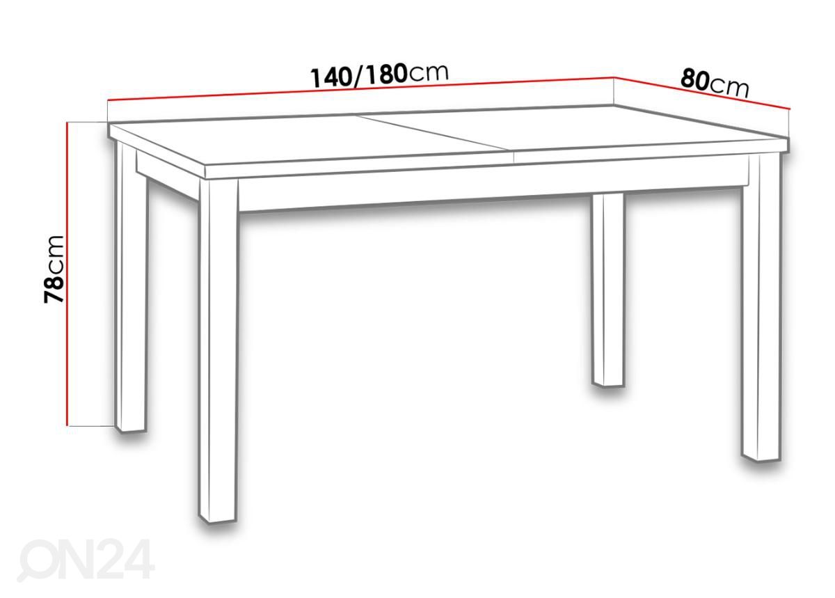Удлиняющийся обеденный стол 80x140-180 cm + 6 стульев увеличить
