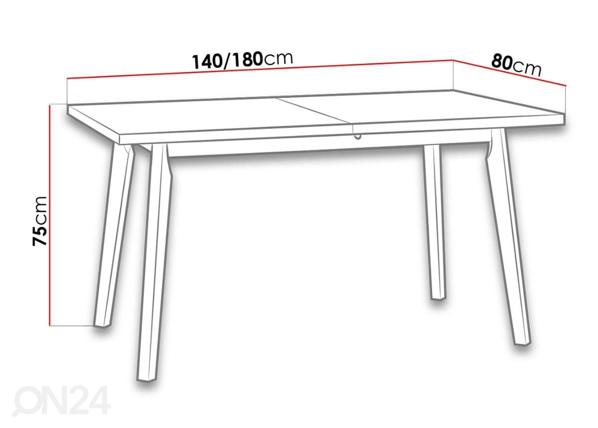 Удлиняющийся обеденный стол 80x140-180 cm + 6 стульев увеличить