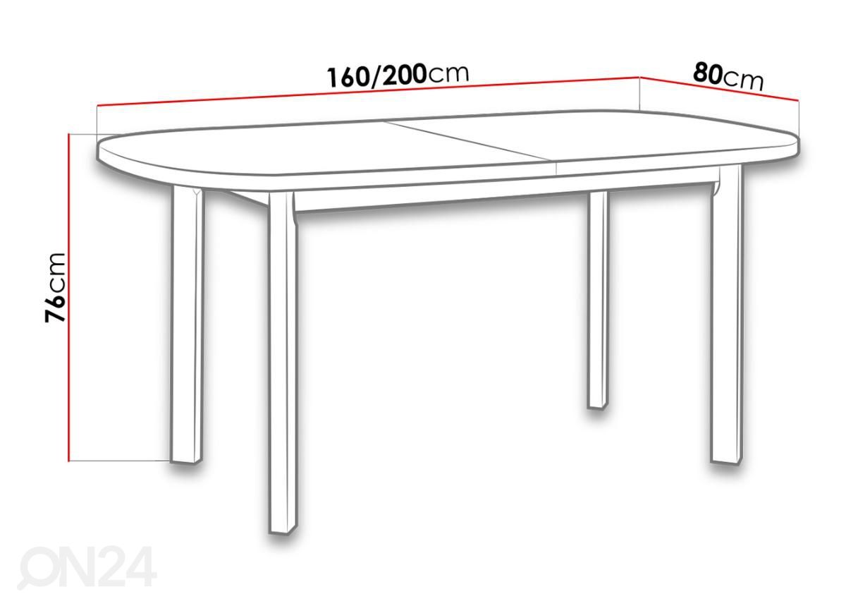 Удлиняющийся обеденный стол 80x160-200 cm+ 6 стульев увеличить