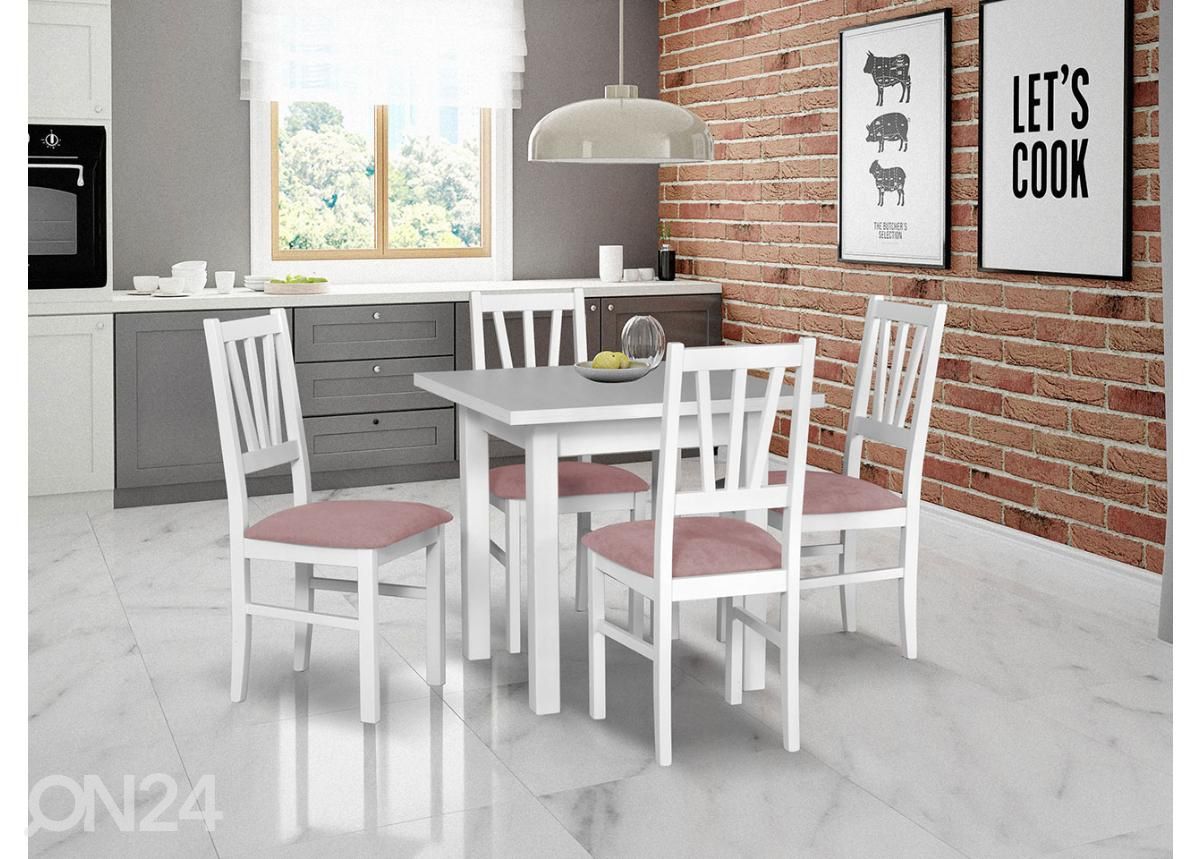 Удлиняющийся обеденный стол 80x80-110 cm + 4 стула увеличить