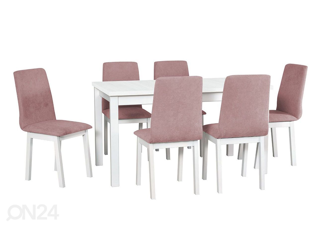Удлиняющийся обеденный стол 90x160-200 cm + 6 стульев увеличить