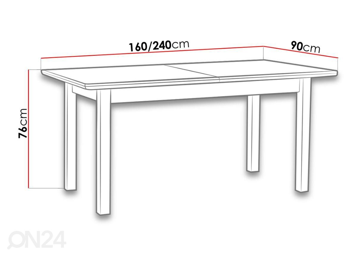 Удлиняющийся обеденный стол 90x160-240 cm + 6 стульев увеличить