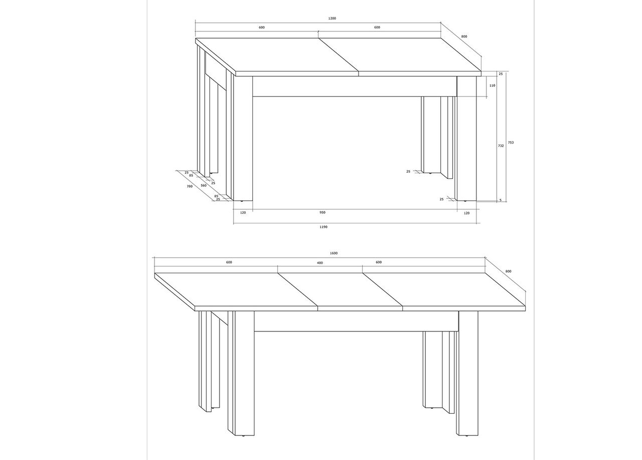 Удлиняющийся обеденный стол Cobhy 120-160x80 cm увеличить