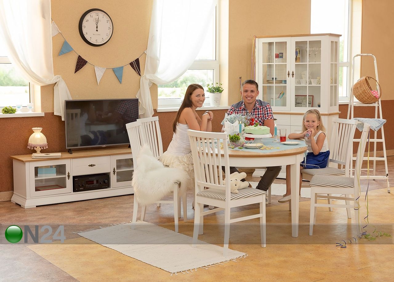 Удлиняющийся обеденный стол Family 105x165-215 cm, белый+дуб увеличить