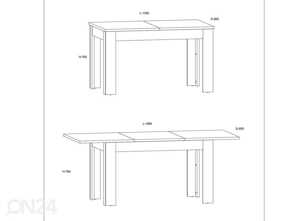 Удлиняющийся обеденный стол Goleen 130-190x80 cm увеличить