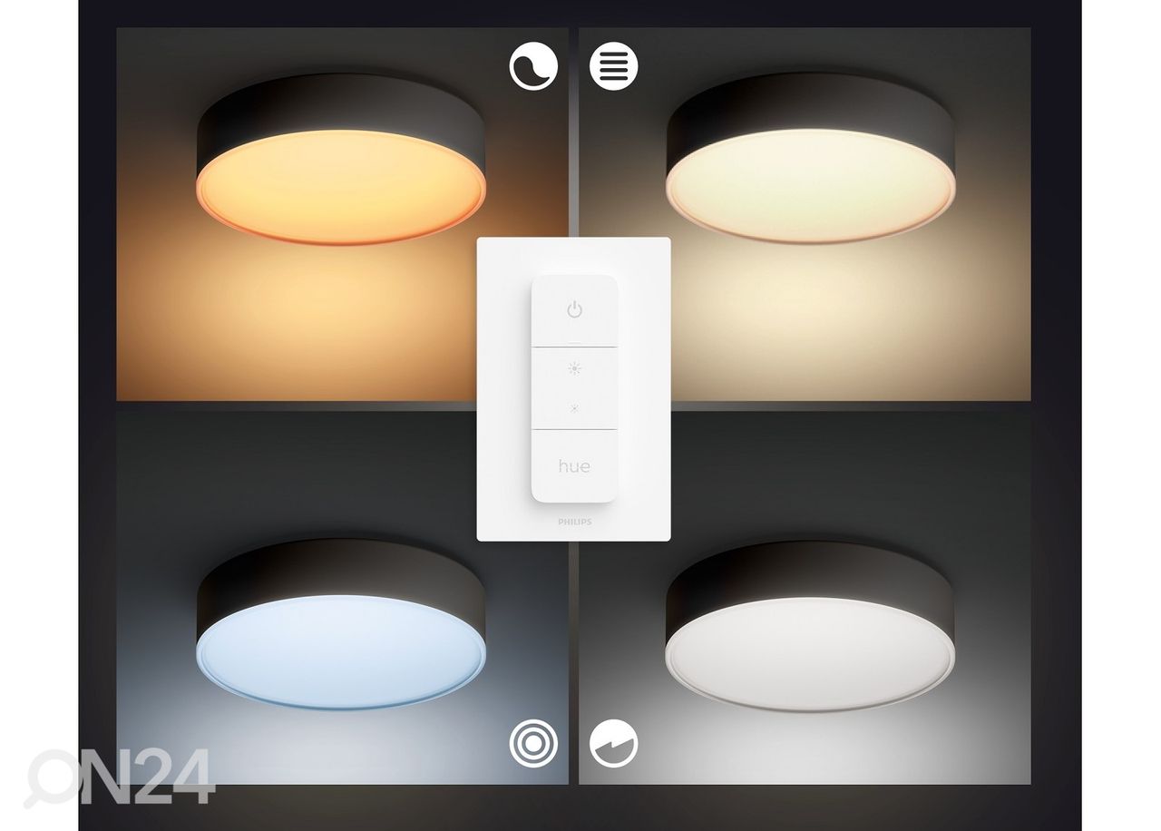 Умный потолочный светильник Hue White ambiance Enrave L чёрный с пультом Ø 42,5 cm увеличить