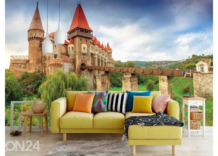Флизелиновые фотообои Transylvanian Corvin Castle with Wooden Bridge 368x254 см увеличить