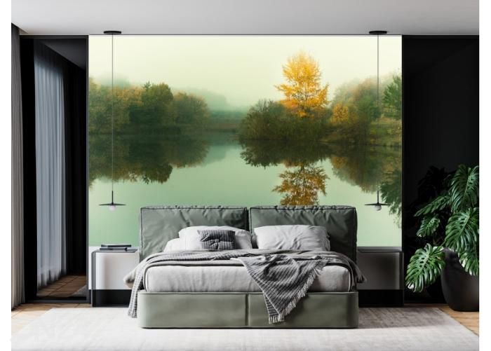 Флизелиновые фотообои Vintage autumn landscape with yellow tree by the river 400x260 см увеличить
