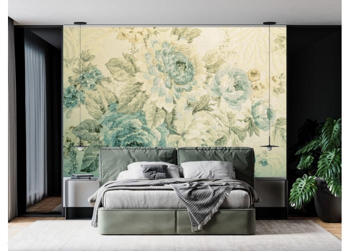 Флизелиновые фотообои Vintage blue toned floral Victorian pattern 400x260 см увеличить