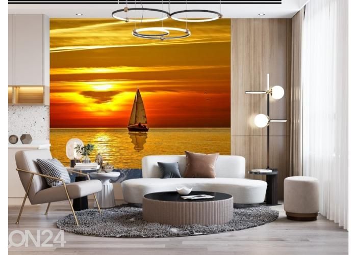 Флисовые фотообои Sail Boat at Sunset 400x260 см увеличить