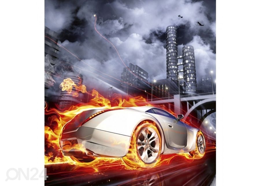 Флисовые фото-обои Car in flames 375x250 см увеличить