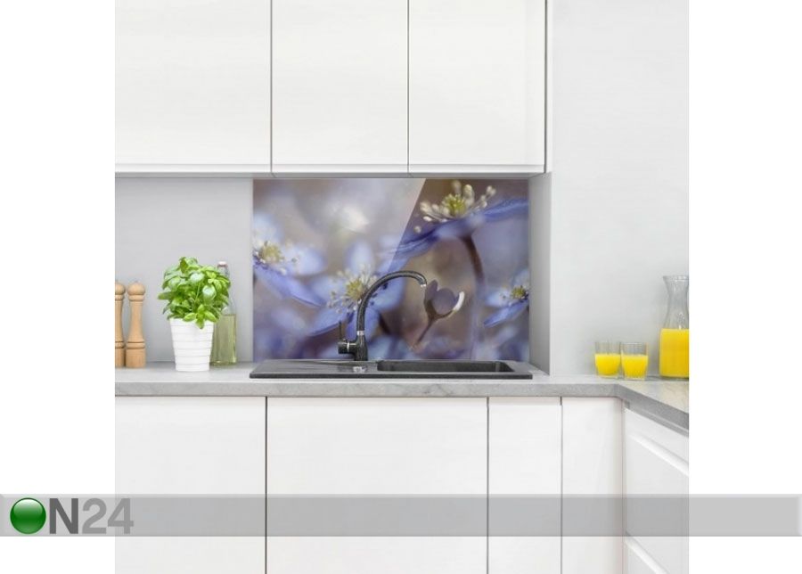 Фотостекло для кухонного фартука Anemones In Blue 40x100 cm увеличить