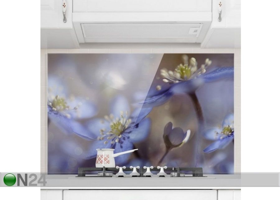 Фотостекло для кухонного фартука Anemones In Blue 40x100 cm увеличить