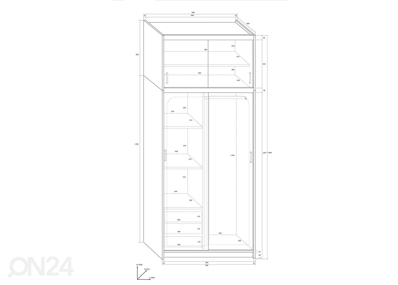 Шкаф-купе 100 cm увеличить