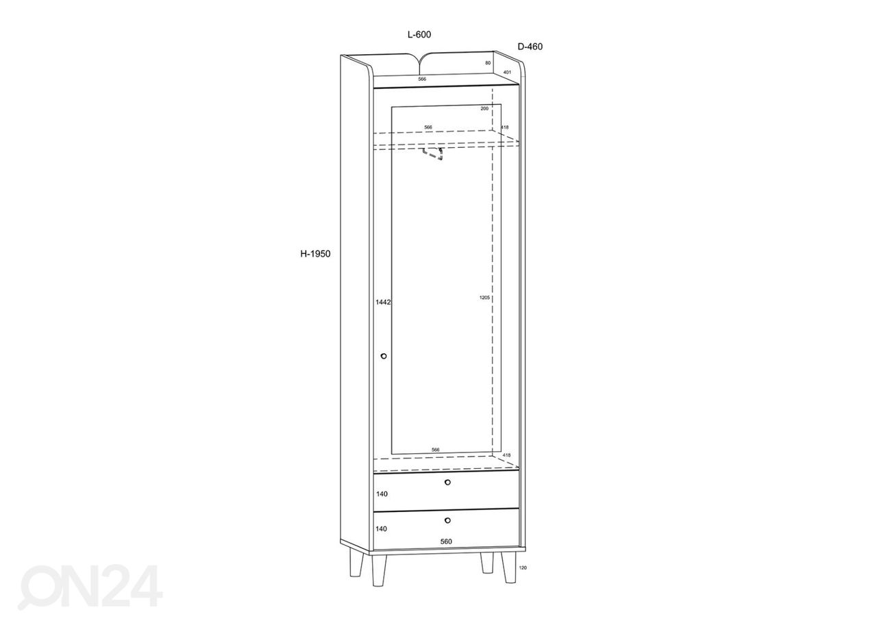 Шкаф платяной / шкаф в прихожую Glandore 60 cm увеличить