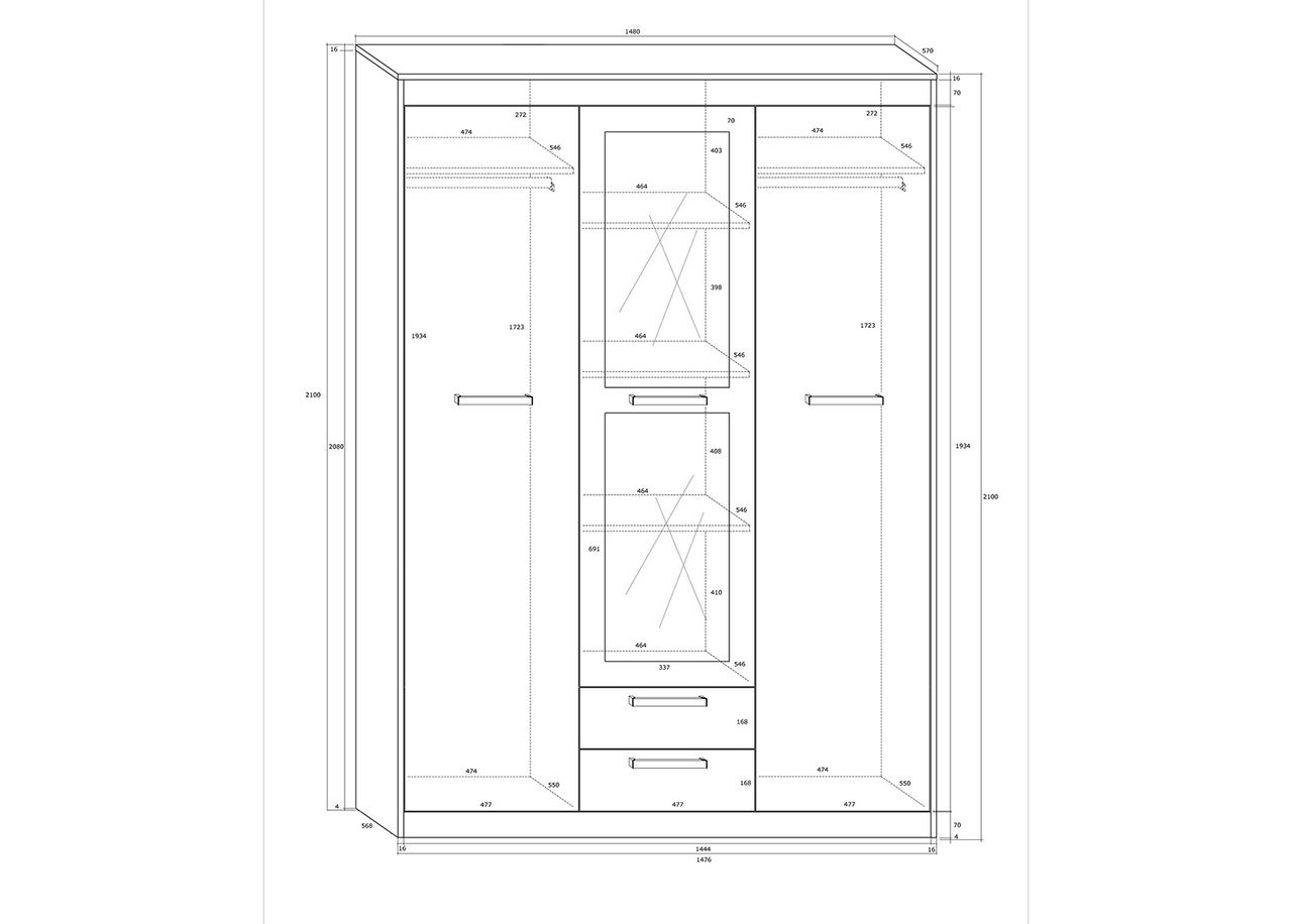 Шкаф платяной 148 cm увеличить