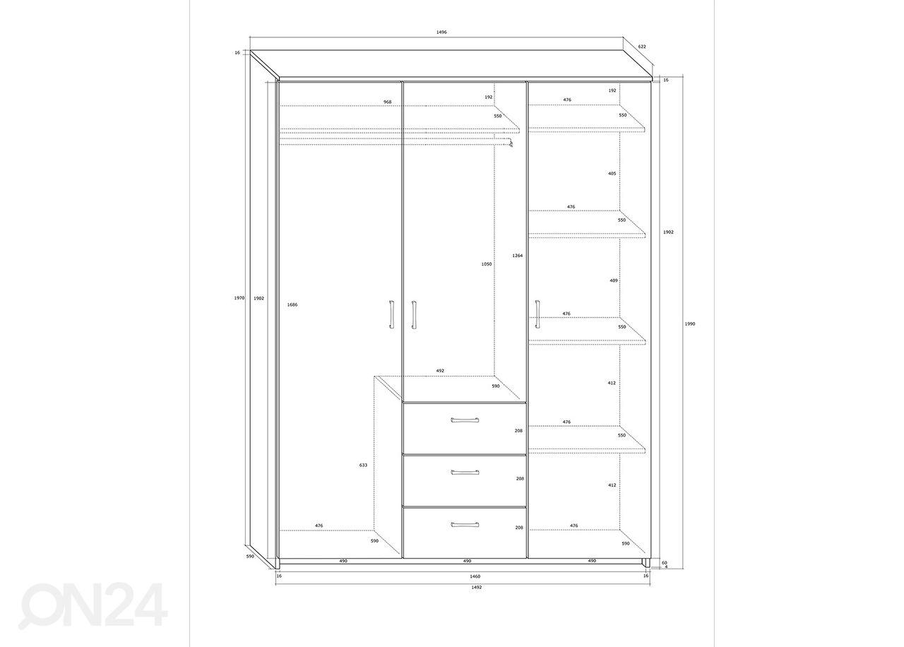 Шкаф платяной 150x62 cm увеличить