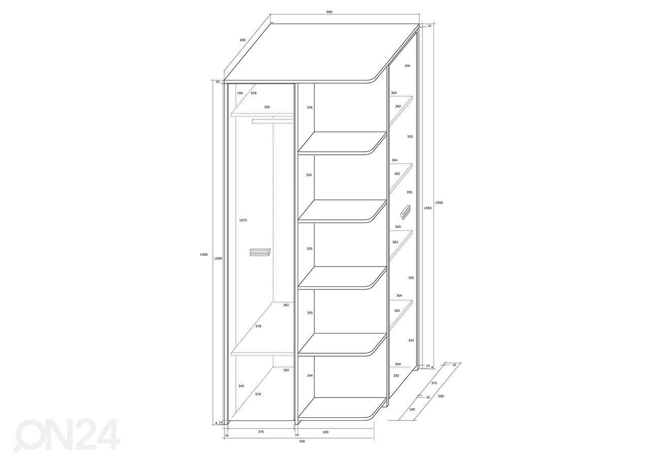 Шкаф платяной Remo 80 cm увеличить