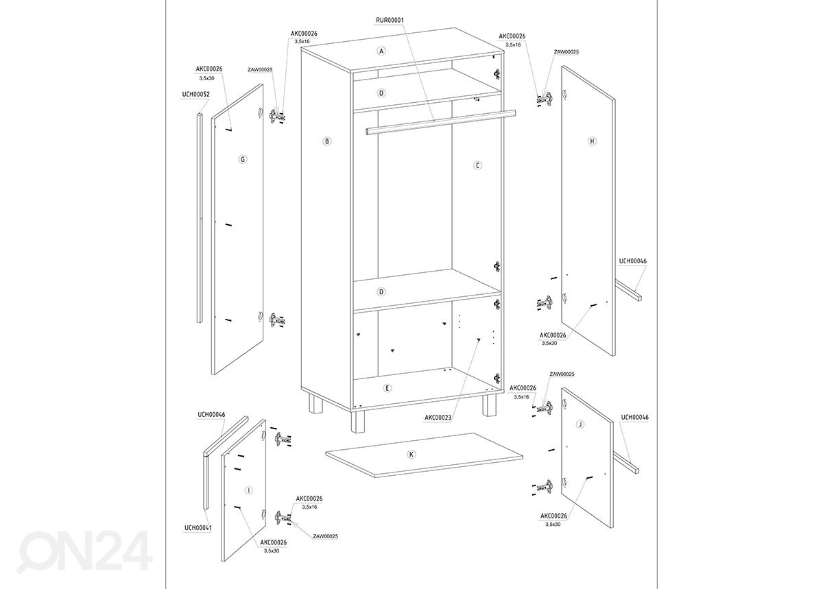 Шкаф платяной Youghal 90 cm увеличить