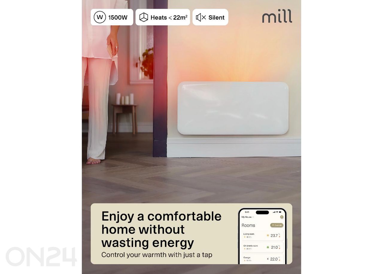 Электрический радиатор с подставкой Mill Mill Invisible Smart Gen. 4 PA1500WIFI4A, 1500 Вт увеличить