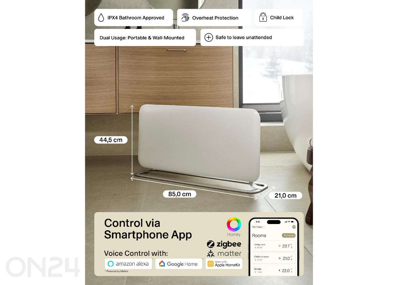 Электрический радиатор с подставкой Mill Mill Invisible Smart Gen. 4 PA1500WIFI4A, 1500 Вт увеличить