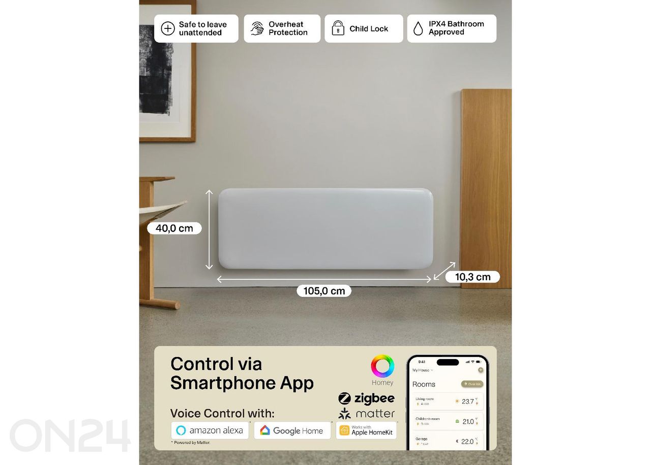 Электрический радиатор Mill Invisible Smart WiFi Gen4 PA2000WIFI4 увеличить