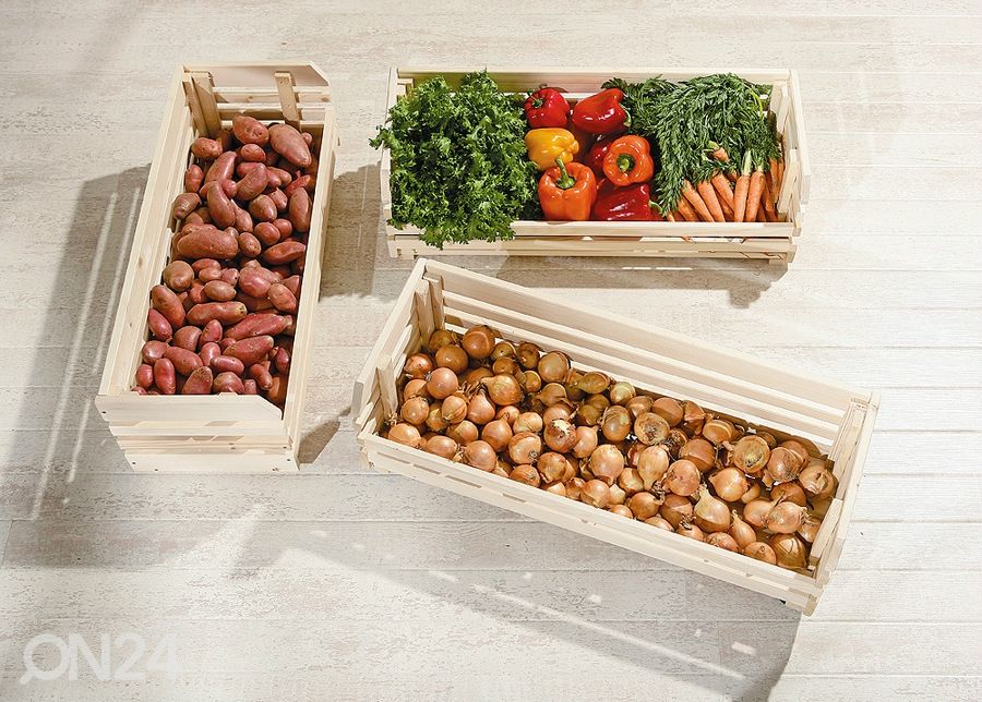 Ящики для хранения Vegetables 3 шт, сосна увеличить