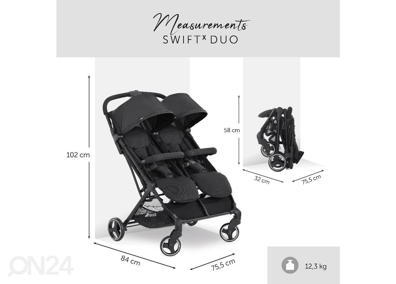 2-местная прогулочная коляска Hauck Comfort Swift X Duo чёрный увеличить