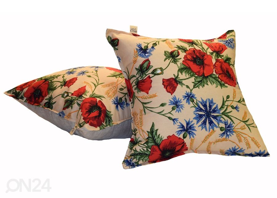 Etno декоративная подушка с мотивом вышивки Muhu бежевый 40x40 cm увеличить
