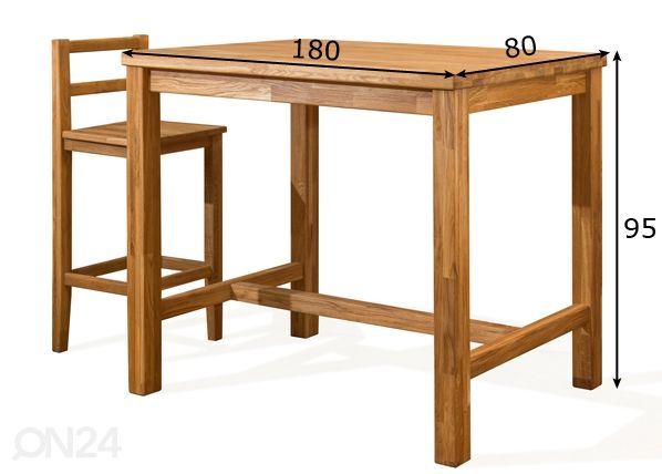 Барный стол из массива дуба Provans2 180x80 cm размеры