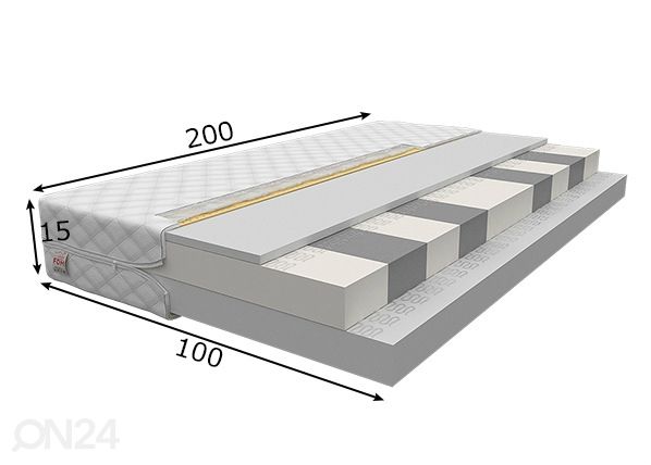 Беспружинный матрас Monza 100x200 cm размеры