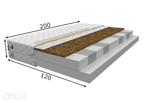 Беспружинный матрас Teramo 120x200 cm размеры