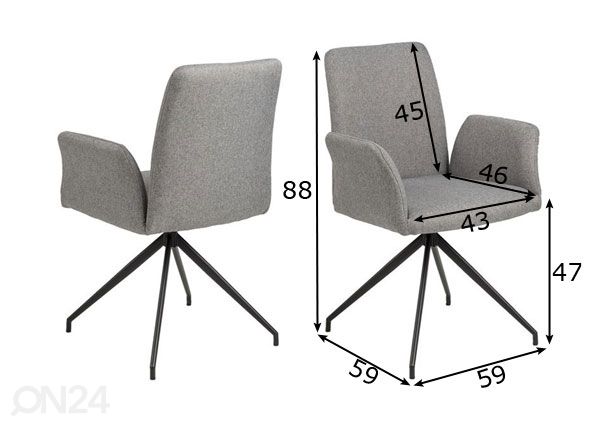 Вращаемый стул Mesa размеры