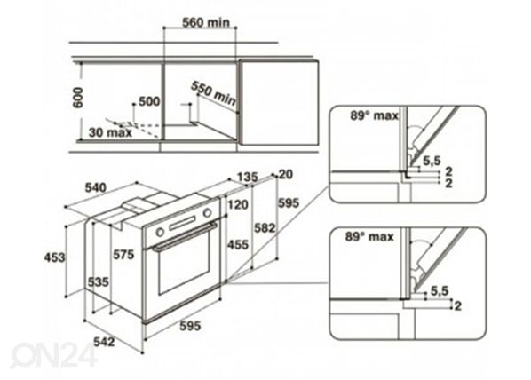 Встраиваемая духовка Whirlpool AKZ96230NB размеры