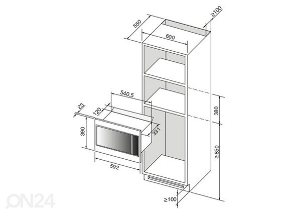 Встраиваемая микроволновка Brandt BMS7120WW размеры