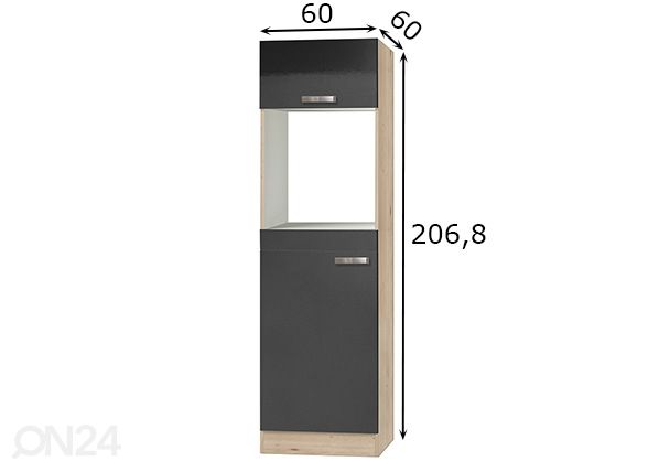Высокий кухонный шкаф Udine 60 cm размеры