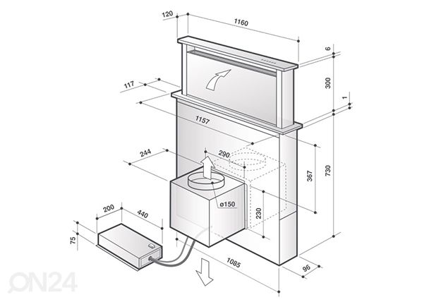 Вытяжка De Dietrich DHD7261B размеры