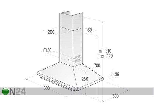 Вытяжка Gorenje DK63CLI размеры