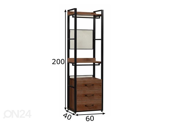 Гардеробная система (2 полки+ 2 штанги+ тумба) 60x200 cm размеры