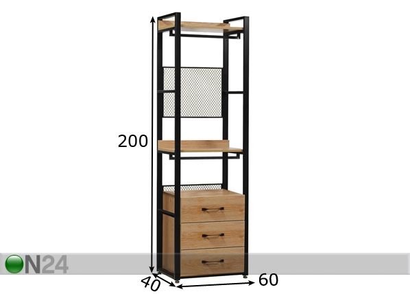 Гардеробная система (2 полки+ 2 штанги+ тумба) 60x200 cm размеры