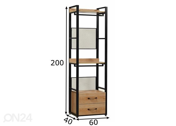 Гардеробная система (2 полки+ 2 штанги+ тумба) 60x200 cm размеры
