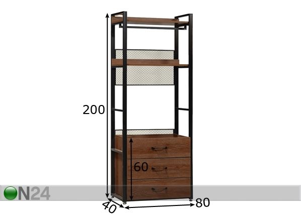 Гардеробная система (2 полки+ 2 штанги+ тумба) 80x200 cm размеры